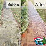 Pressure Washing Brick with algae treatment.