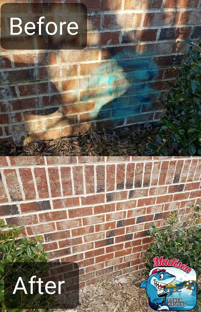 Before and after photo of graffiti removal