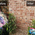 Before and after photo of graffiti removal