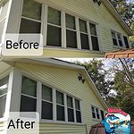 Before and after photo of vinyl siding washed in Rossville Ga