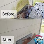 Before and after photo of hardi board siding that was cleaned